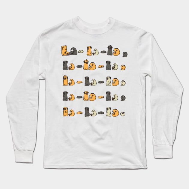 La La La Pug Yoga Long Sleeve T-Shirt by huebucket